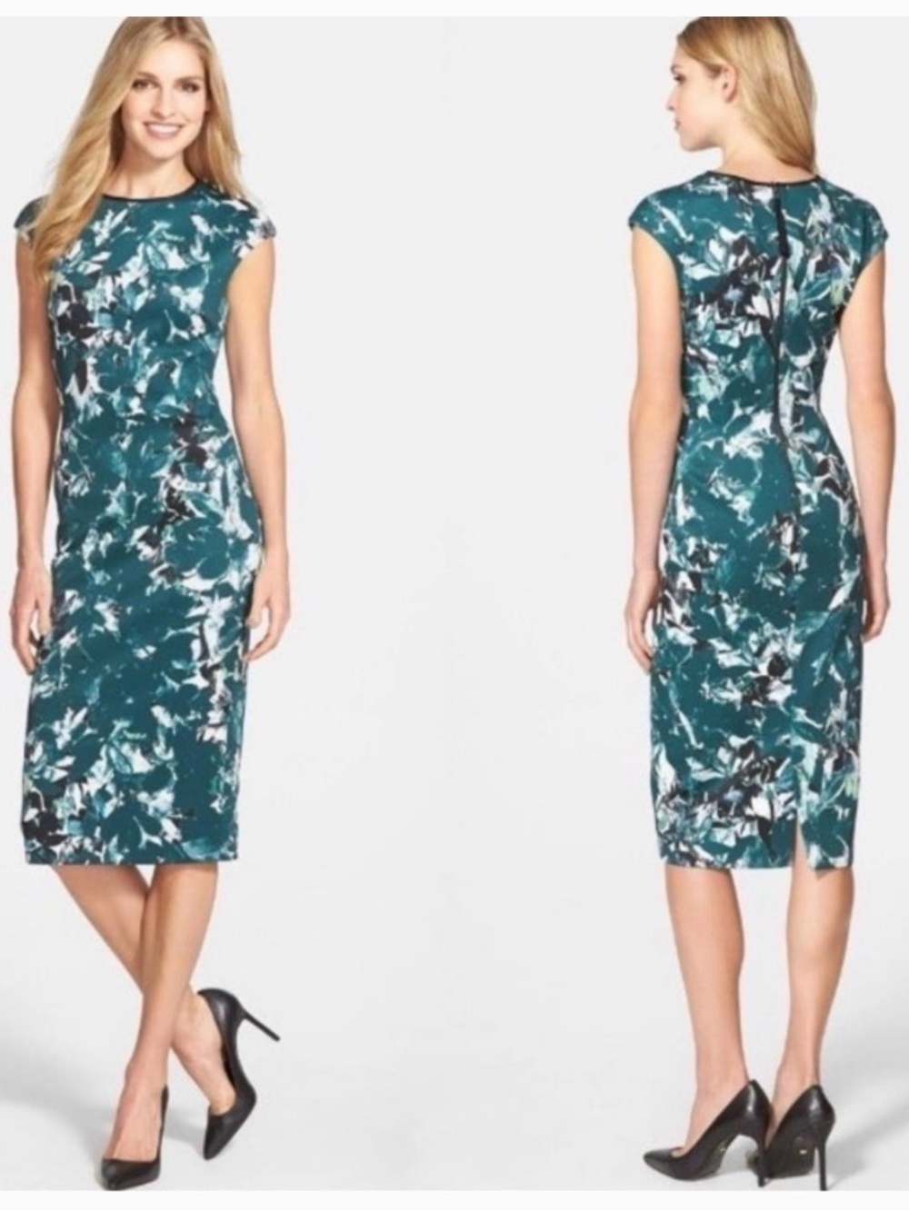 Maggie London - Green and black print dress - size 4